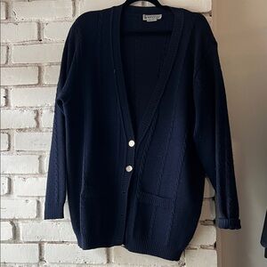 Splendour Women's Navy Cardigan Sweater V neck baggy fit loose fit sweater